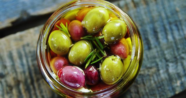 Jar of Colorful Mixed Olives with Fresh Herbs - Download Free Stock Images Pikwizard.com