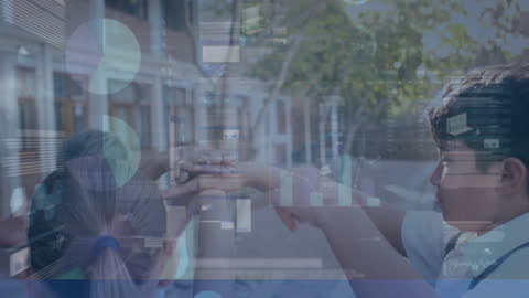 Digital Data Overlay with School Kids Outdoors