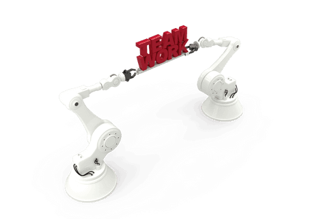 transparent robotic arms holding 'teamwork' message symbol - Download Free Stock Videos Pikwizard.com