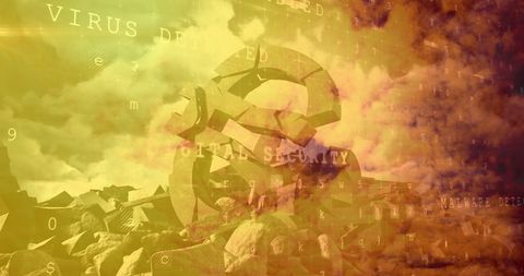 Cyber security crisis over broken euro symbol illustrating digital finance sentiment