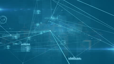 Futuristic 3D Cityscape with Digital Global Networks