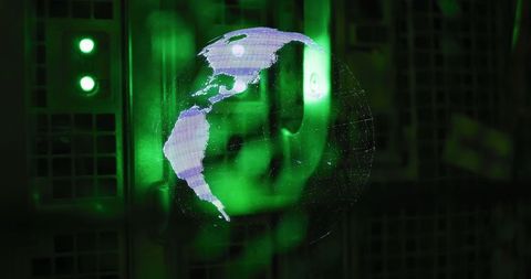 Digital earth's holographic display in futuristic data center