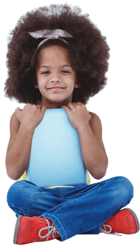 cute young girl sitting with digital tablet transparent background - Download Free Stock Videos Pikwizard.com