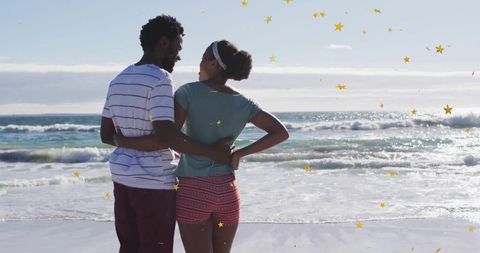 Romantic Couple Enjoying Beach Day Together