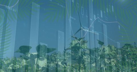 Data Interface Overlay on Renewable Energy Landscape - Download Free Stock Images Pikwizard.com