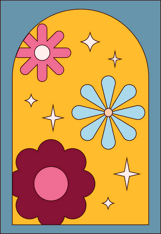 Whimsical floral arch with stars on transparent glow