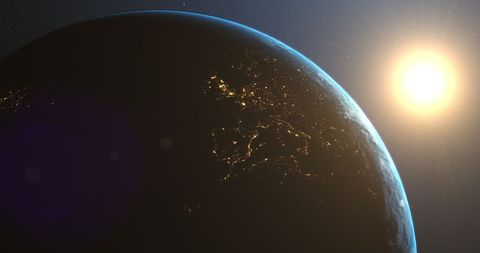 Breathtaking Satellite View of Earth with Sunrise - Download Free Stock Images Pikwizard.com