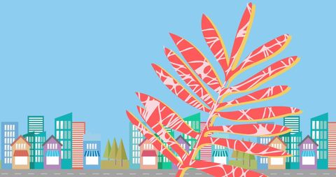 Colorful Abstract Leaf with Urban Cityscape Background - Download Free Stock Images Pikwizard.com