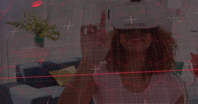 Curly-haired Woman Interacting with Virtual Reality Technology - Download Free Stock Images Pikwizard.com
