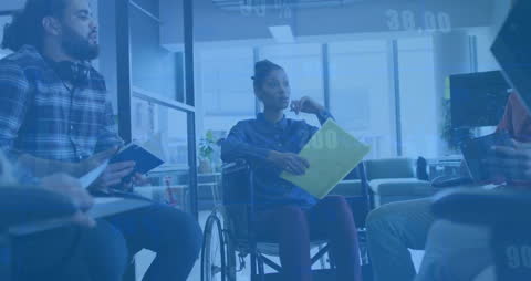 Diverse Business Team Planning with Financial Data Overlay