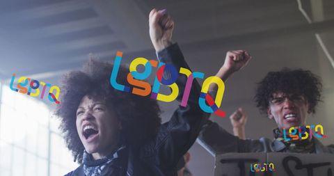 Passionate Expressions at LGBTQ Rights Rally with Diverse Protesters