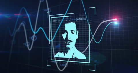 Digital Data Processing with Pixel Portrait on Black Background