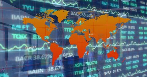 Global financial analytics: world map with market data