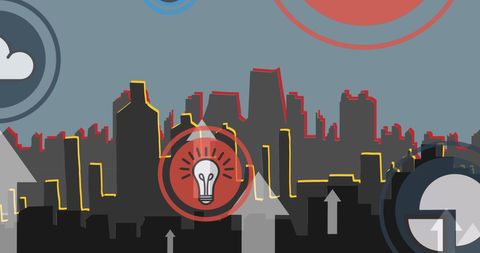 Futuristic Urban Scene with Technology Interfaces and Arrows - Download Free Stock Images Pikwizard.com