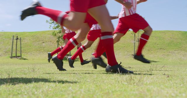 Youth Soccer Team Running on Field in Uniform - Download Free Stock Images Pikwizard.com