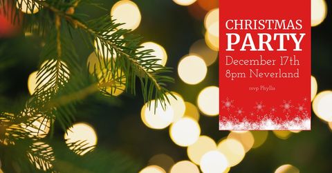 christmas party invitation with lights and evergreen branches - Download Free Stock Templates Pikwizard.com