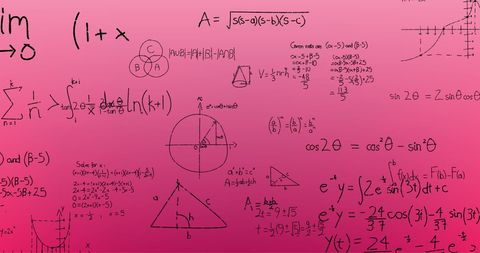 Abstract Mathematical Formulae on Pink Gradient Background - Download Free Stock Images Pikwizard.com