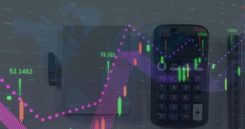 Digital Financial Analysis with Calculator and Global Data Overlay
