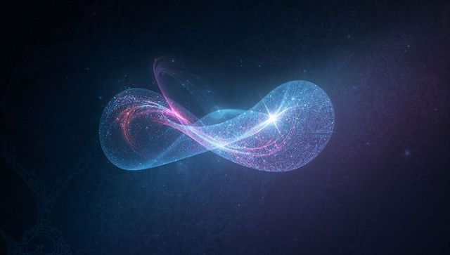 Neon Infinity Ribbon Twisting in Cosmic Void with Circuit Lines and Futuristic Glow