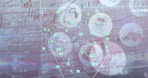 Digital Graph with Icons and Data Overlay on Technology Screen - Download Free Stock Images Pikwizard.com