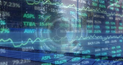 Futuristic Financial Interface Overlaying Leisure Scene - Download Free Stock Images Pikwizard.com