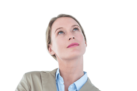 transparent thoughtful businesswoman gazing upward in suit - Download Free Stock Videos Pikwizard.com