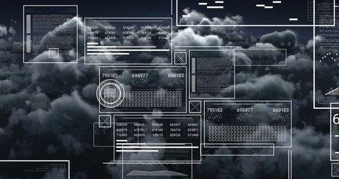 Futuristic Digital Interface Over Dark Clouds - Download Free Stock Images Pikwizard.com