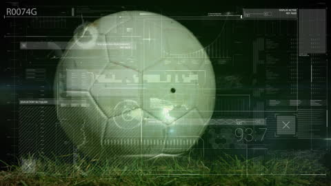 Soccer Ball With Digital Analytics Interface Overlay