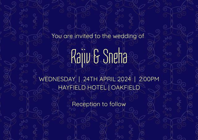 Elegant Wedding Invitation Featuring Blue Background and Gold Text - Download Free Stock Videos Pikwizard.com