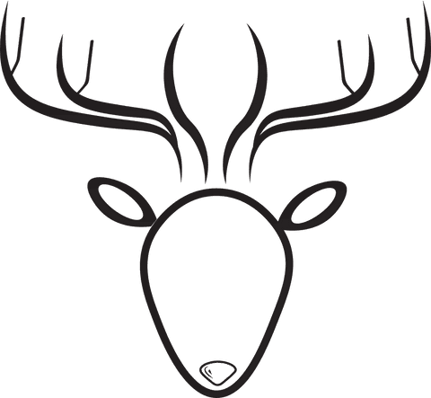 Stylized Reindeer Illustration with Antlers on Transparent Background