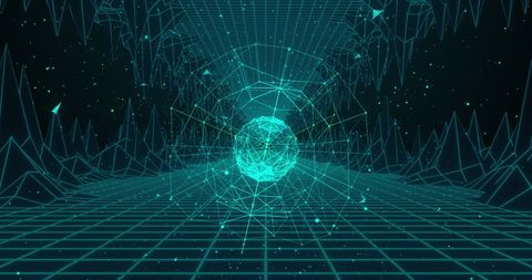 Futuristic Digital Tunnel with Globe and Data Patterns - Download Free Stock Images Pikwizard.com
