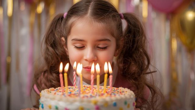 Young Girl Blowing Out Birthday Candles