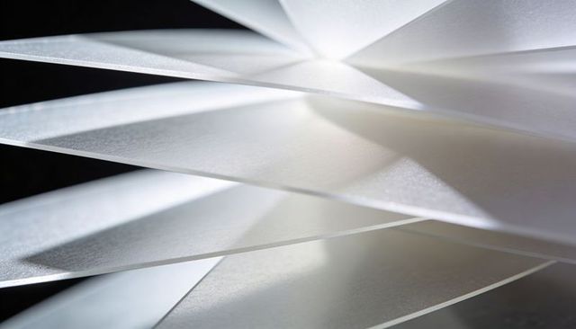 Layered frosted panels creating soft diagonal planes with light and texture for minimalist design