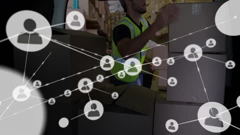 Warehouse Worker Operating Blockchain Supply Chain Network