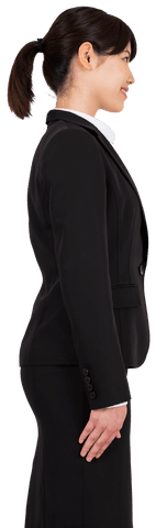 Side Profile Transparent Asian Businesswoman Smiling