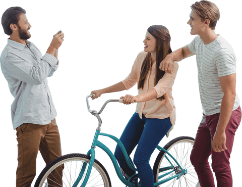 transparent group enjoying photoshoot with bicycle - Download Free Stock Videos Pikwizard.com