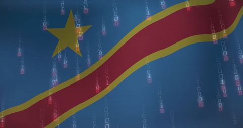 Democratic republic of congo flag with digital binary overlay