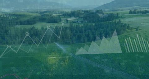 digital financial growth chart overlaying scenic countryside - Download Free Stock Images Pikwizard.com
