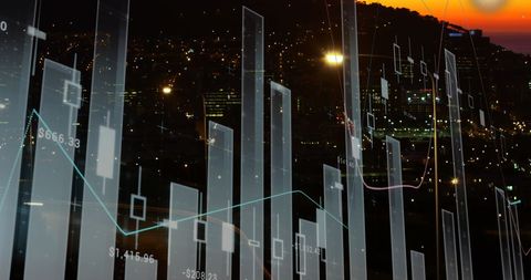 Digital Financial Data Visualization on Cityscape - Download Free Stock Images Pikwizard.com