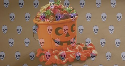 Halloween Pumpkin Bucket Filled with Assorted Candy - Download Free Stock Images Pikwizard.com
