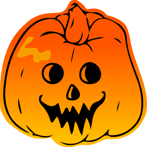 Flat Jack-o-Lantern Pumpkin with Gradient on Transparent Background
