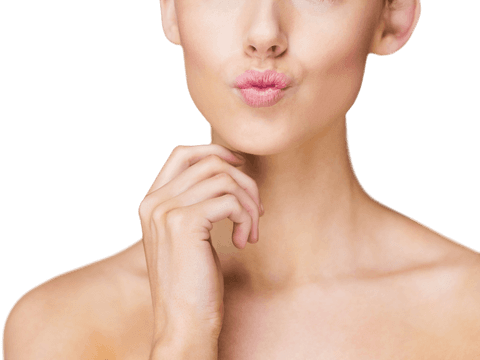 Transparent Image of Caucasian Woman Puckering Lips