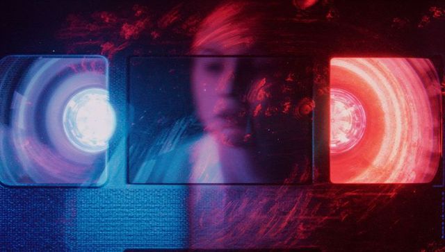 Artistic Light Panels and Blurred Figure in Moody Abstract Setting