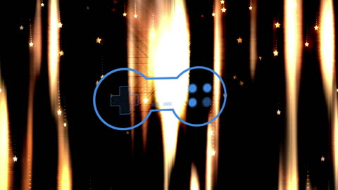 Floating Gamepad Icon with Dynamic Light and Stars