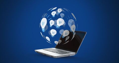 Light Bulb Globe Hovering Above Laptop Symbolizing Innovation - Download Free Stock Images Pikwizard.com