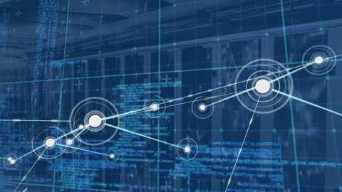 Futuristic Data Network and Connections Over Server Racks