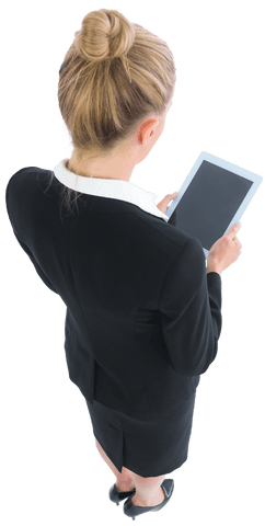 transparent businesswoman holding tablet overhead view - Download Free Stock Videos Pikwizard.com