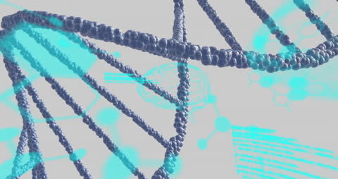 DNA with Medical Data Analysis Elements in Grey Background