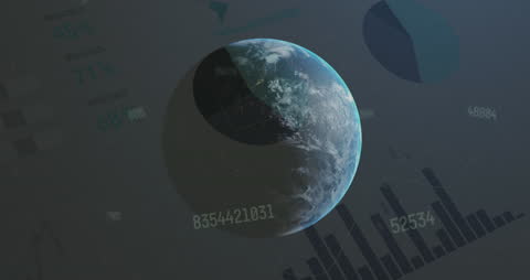 Digital Globe Animation with Data Visualization Elements