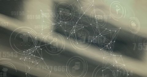 Digital Network Connections with Technology Icons on Blurred Background